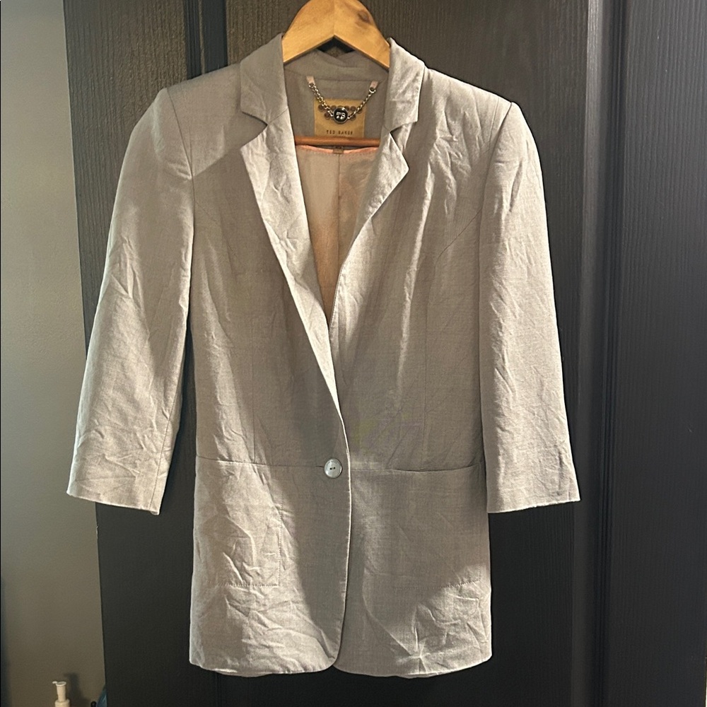 Ted Baker Light Gray Blazer Size 0